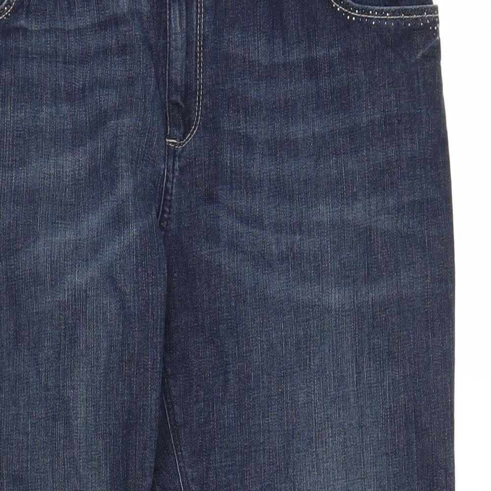 M&S Womens Blue  Denim Bootcut Jeans Size 18 L24 in