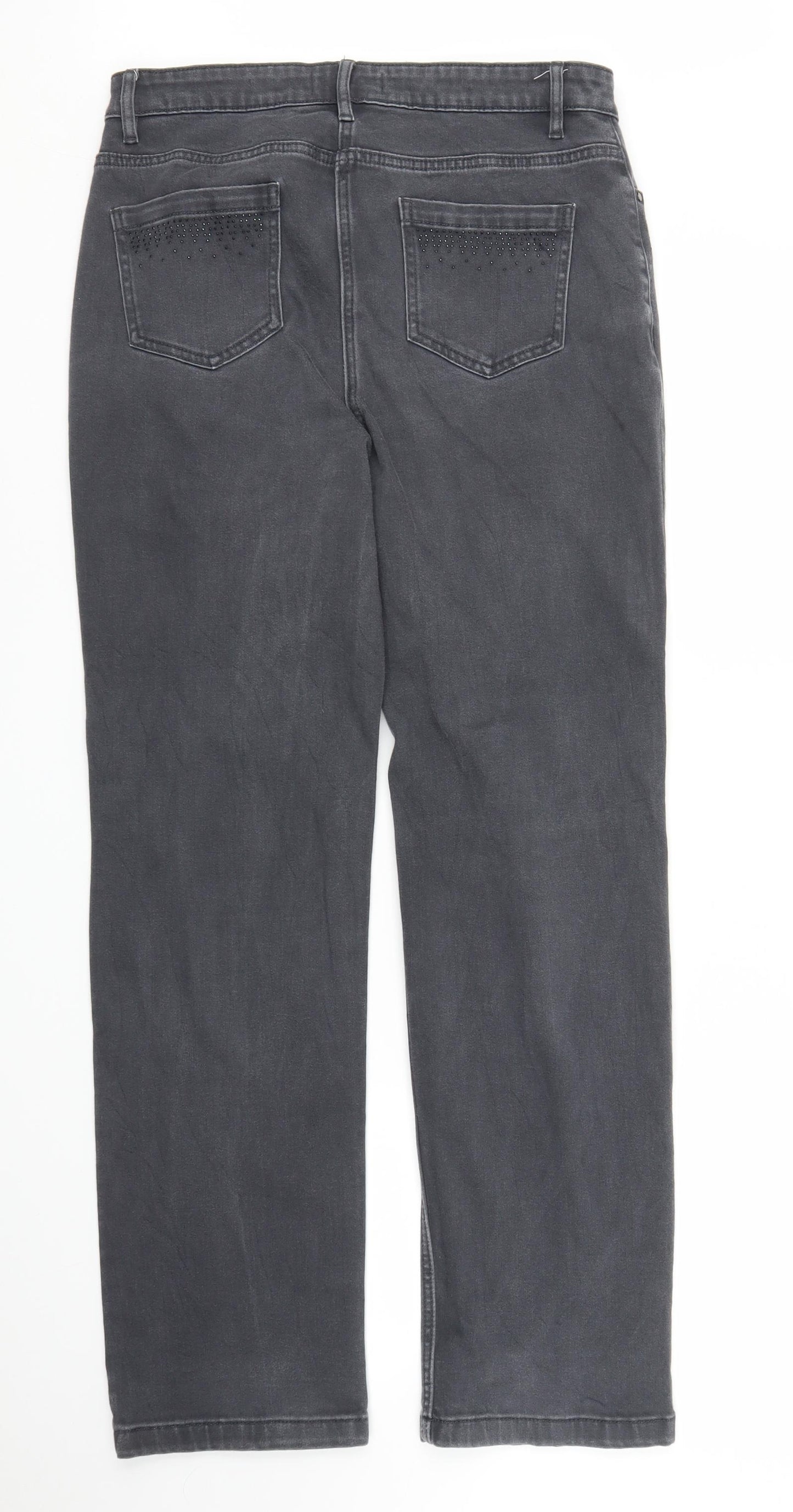 M&S Womens Grey  Denim Straight Jeans Size 14 L29 in