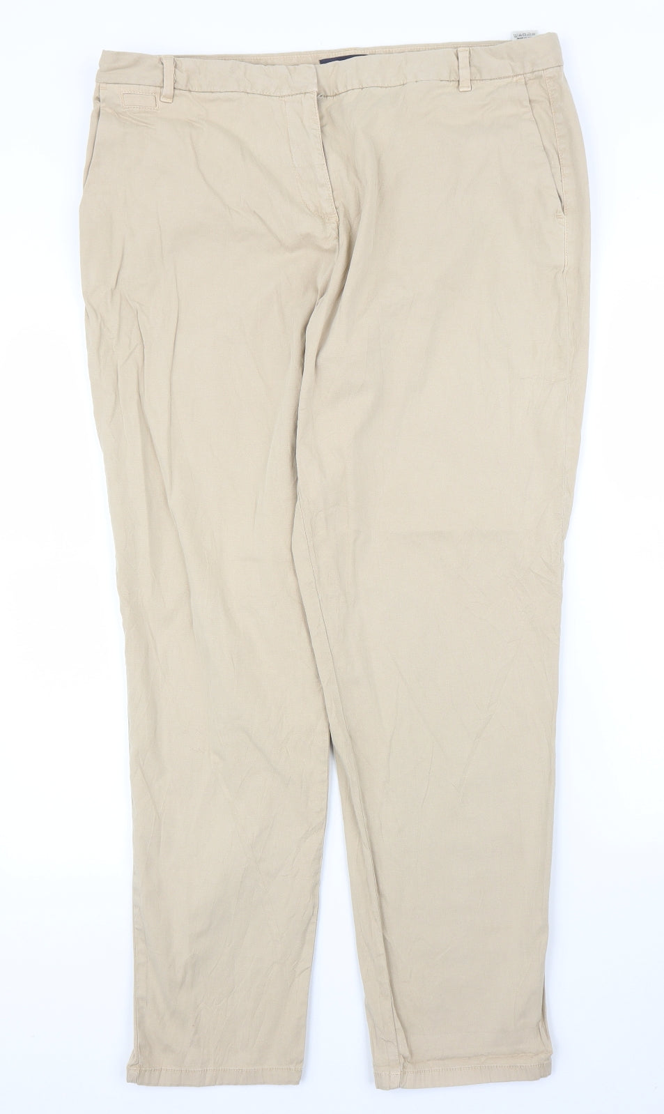 M&S Womens Beige   Chino Trousers Size 16 L27 in