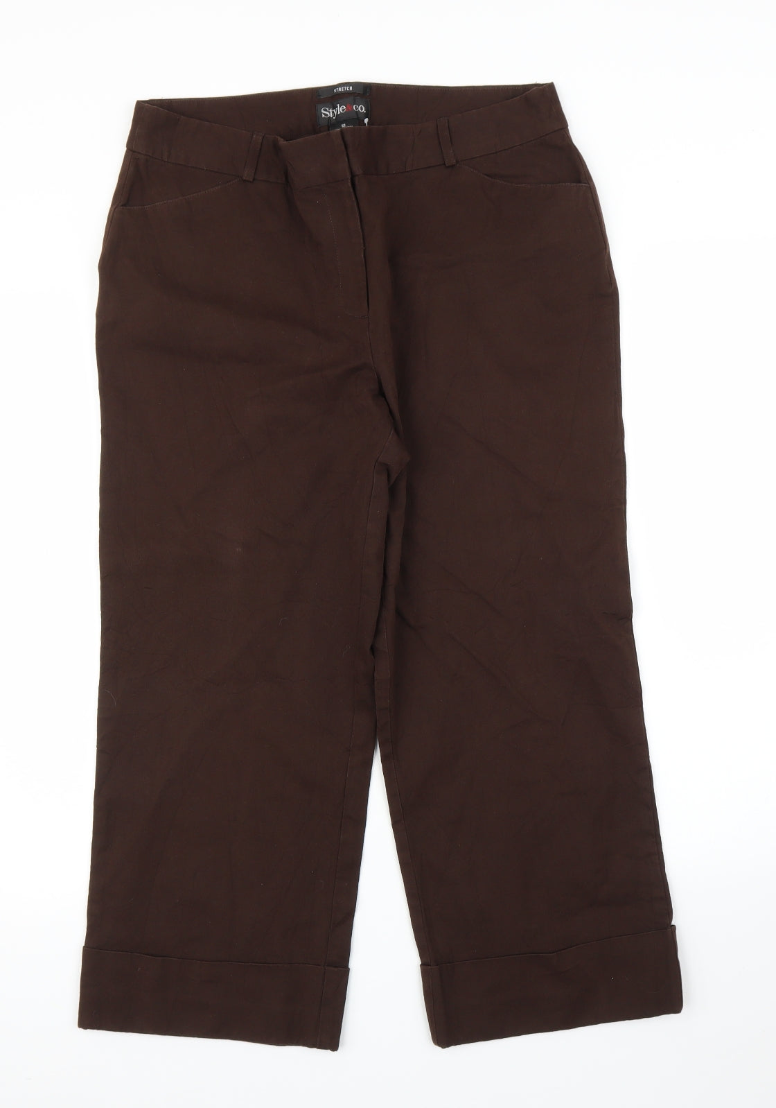 Style & Co Womens Brown   Capri Trousers Size 12 L22 in