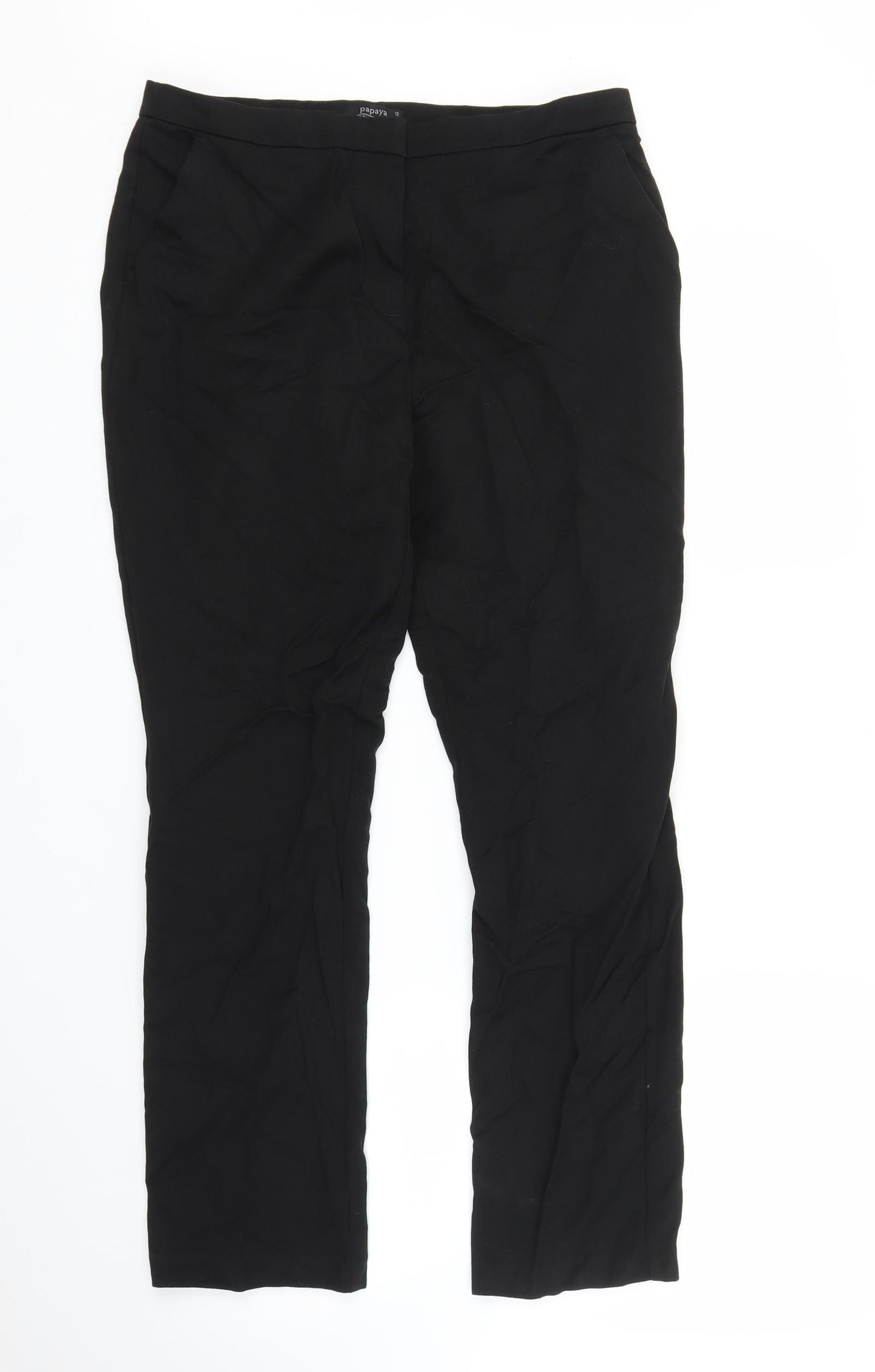 Papaya Womens Black   Trousers  Size 12 L25 in