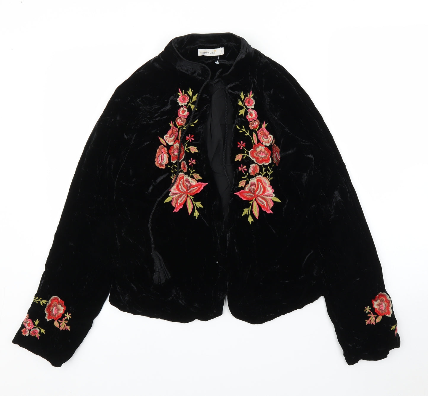 M&S Womens Black Floral Velvet Jacket  Size 10
