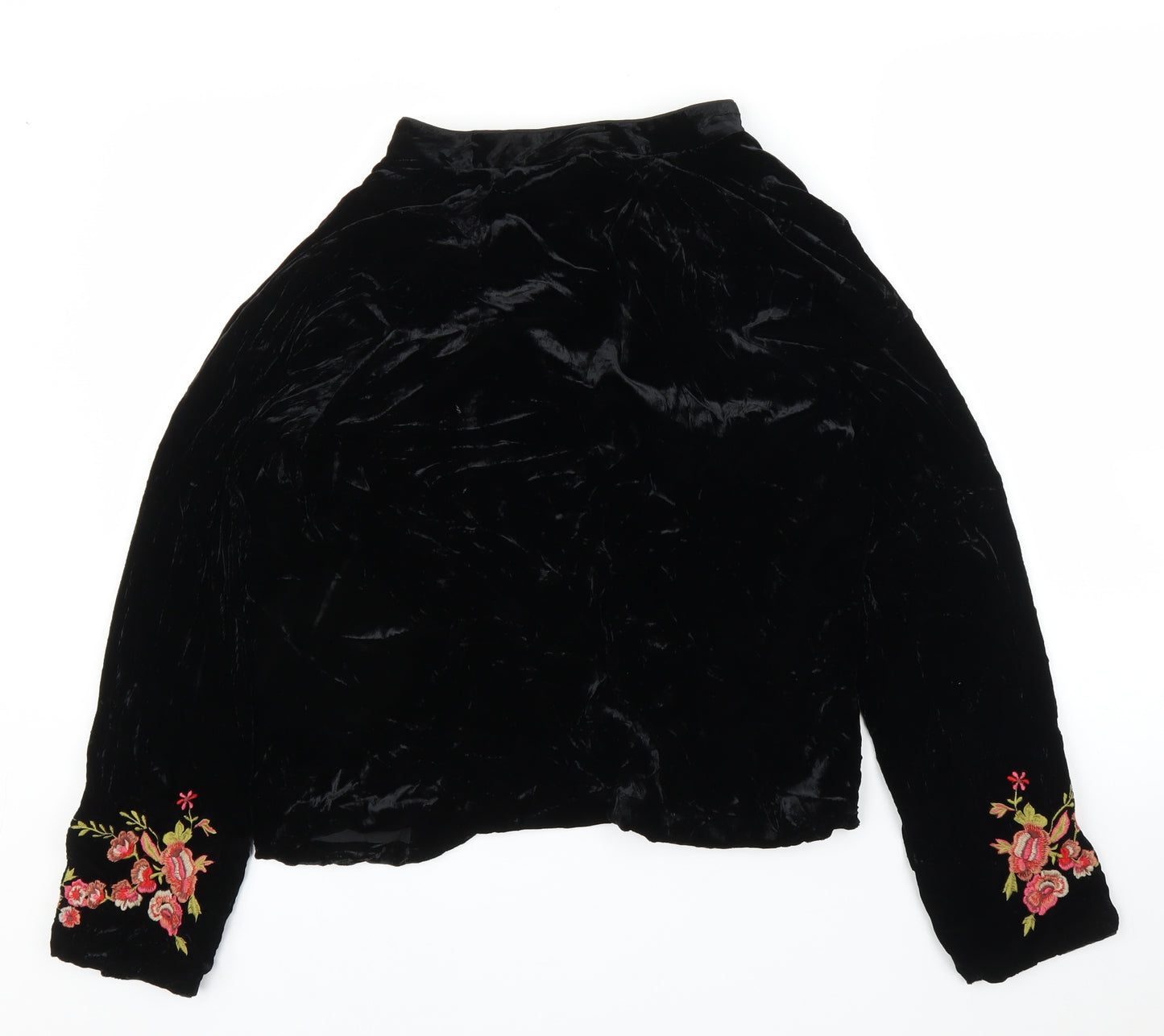 M&S Womens Black Floral Velvet Jacket  Size 10
