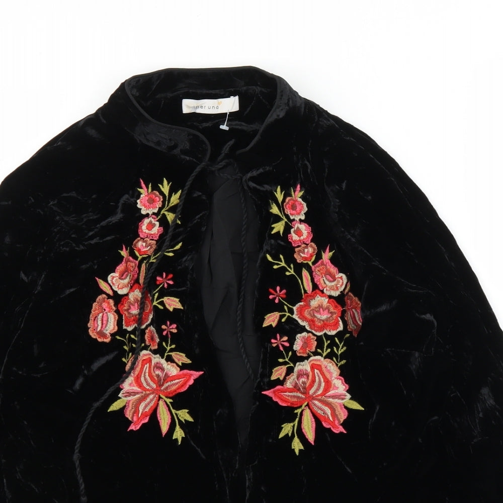 M&S Womens Black Floral Velvet Jacket  Size 10