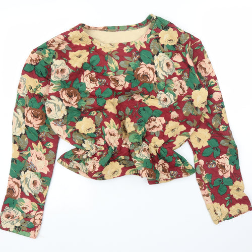 Preworn Womens Purple Floral  Basic Blouse Size S