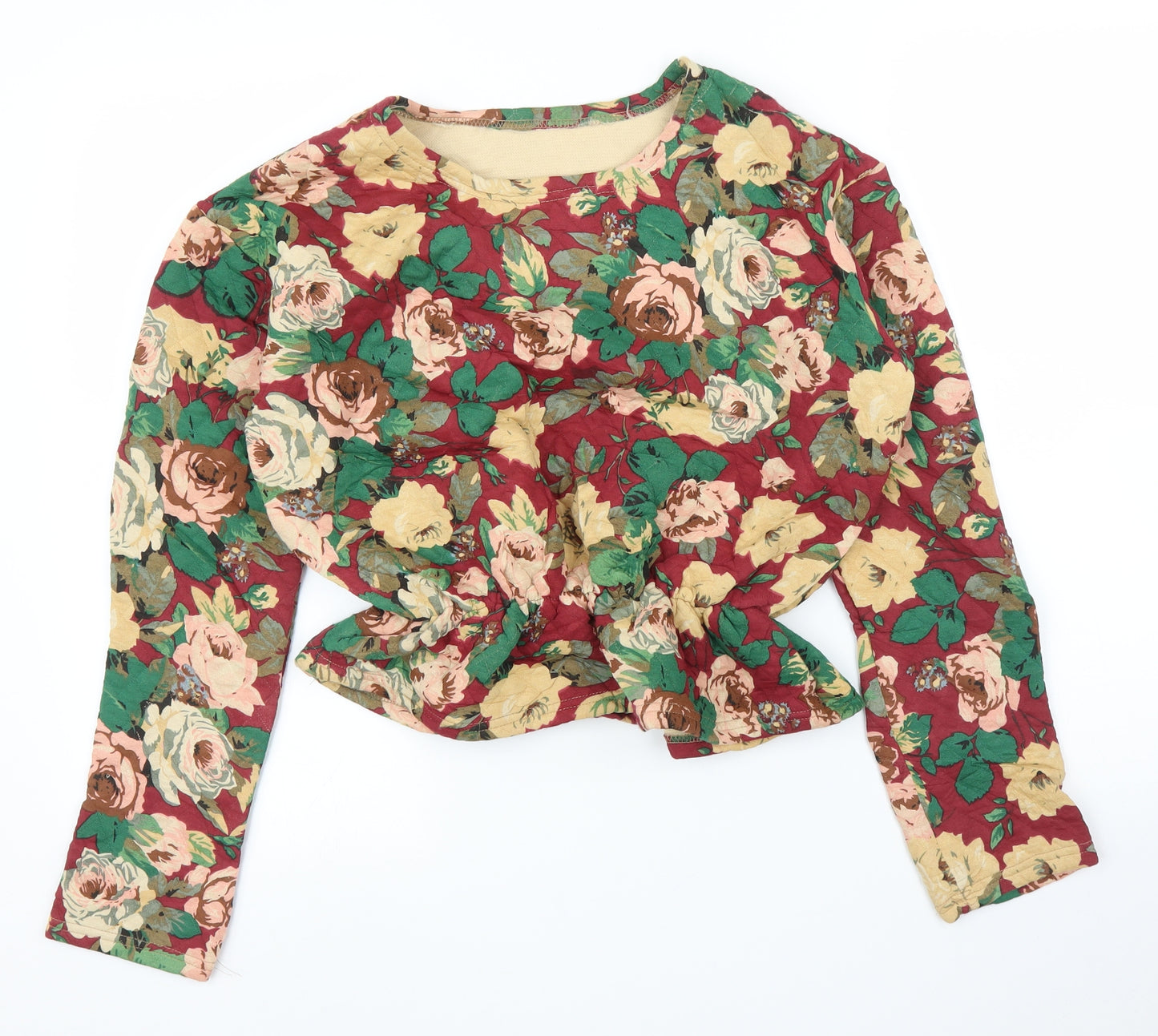 Preworn Womens Purple Floral  Basic Blouse Size S