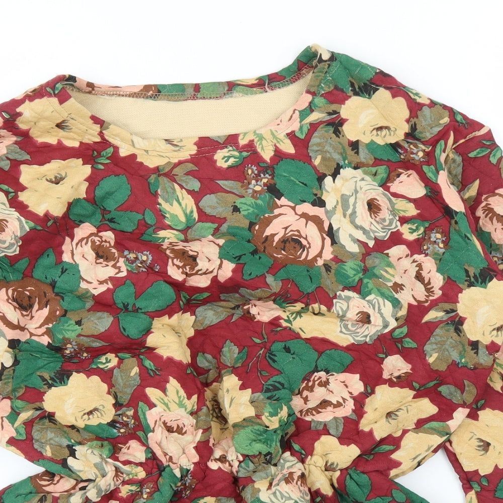 Preworn Womens Purple Floral  Basic Blouse Size S