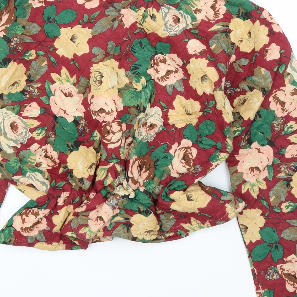 Preworn Womens Purple Floral  Basic Blouse Size S