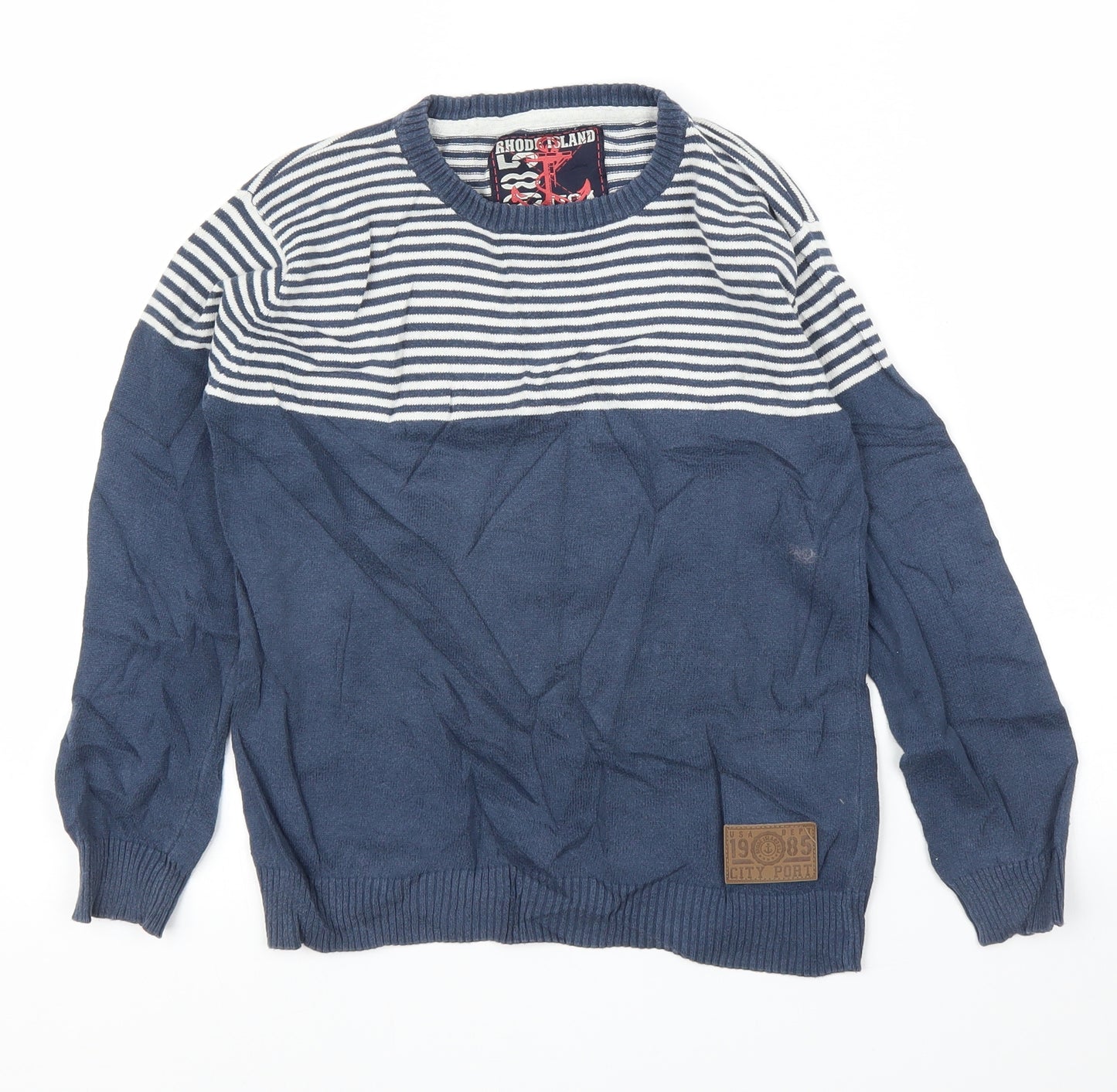 Primark Boys Blue Striped  Pullover Jumper Size 10-11 Years