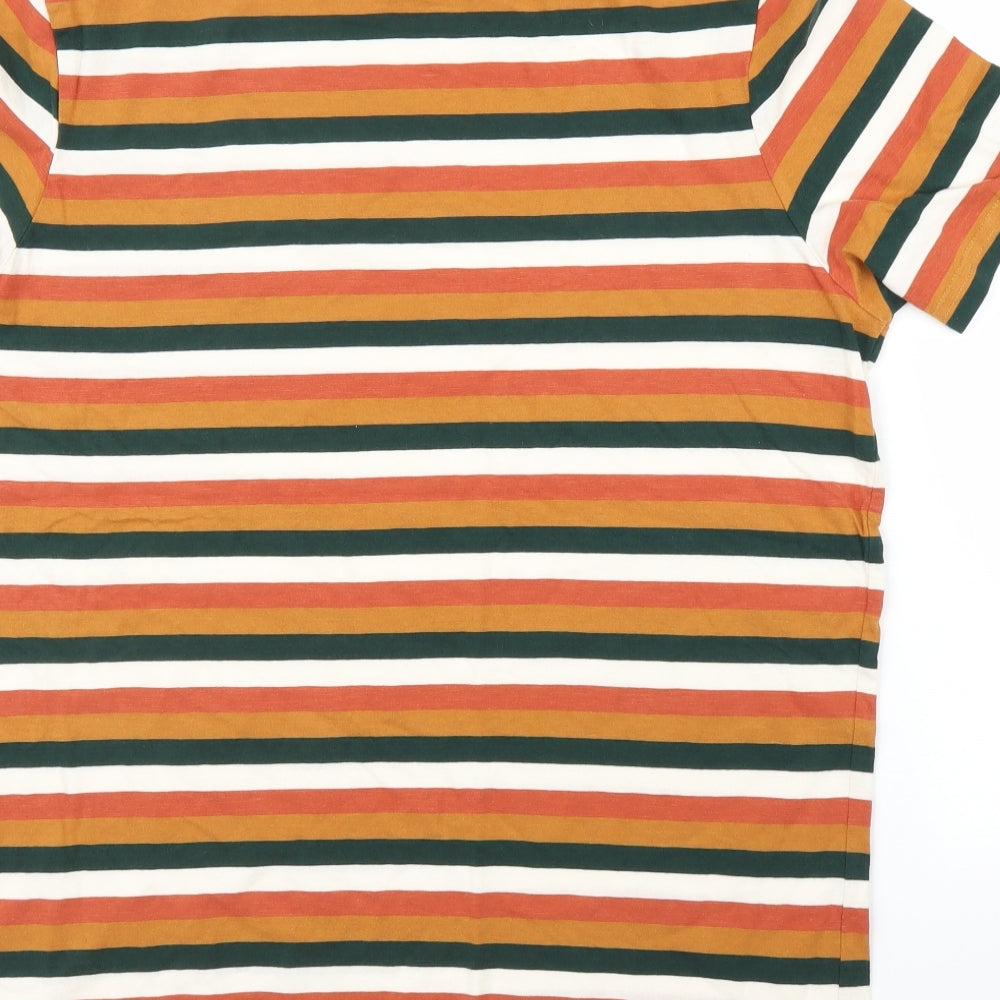 TU Mens Orange Striped   T-Shirt Size L