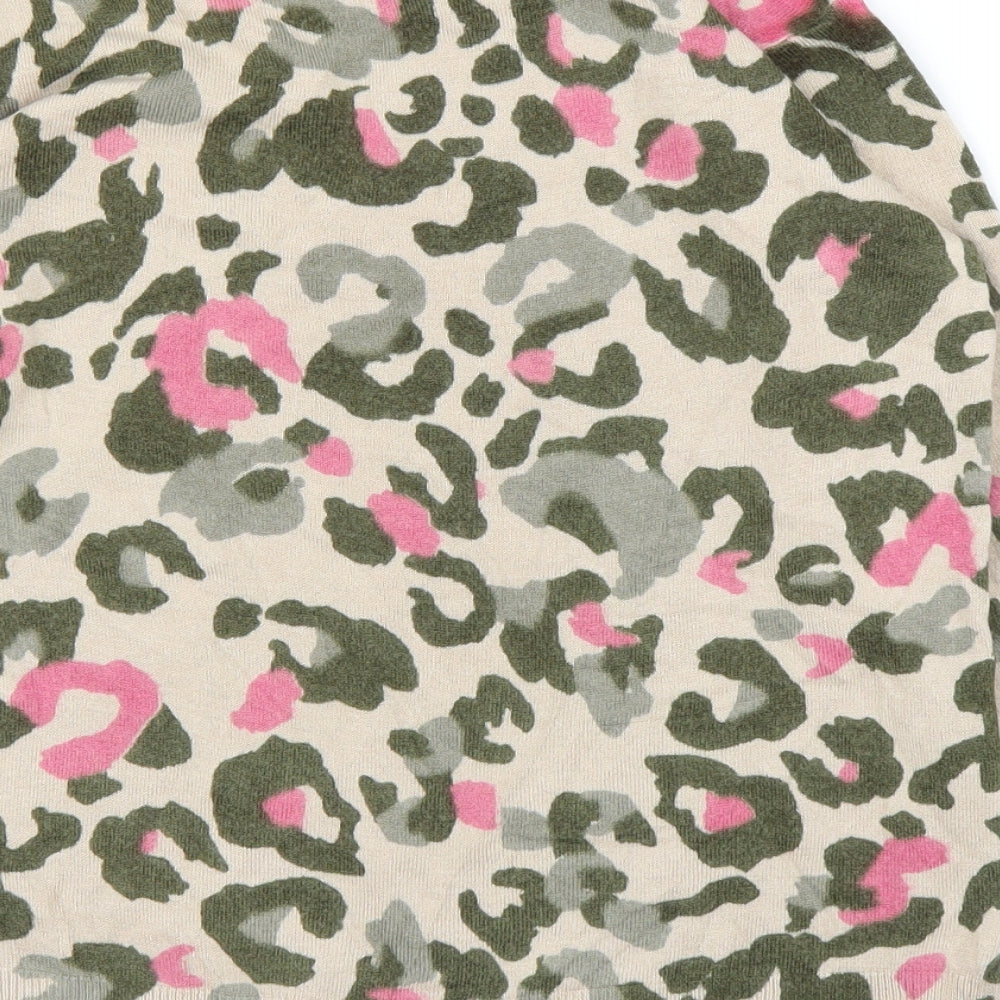 M&S Womens Green Animal Print  Pullover Jumper Size 16  - Leopard print