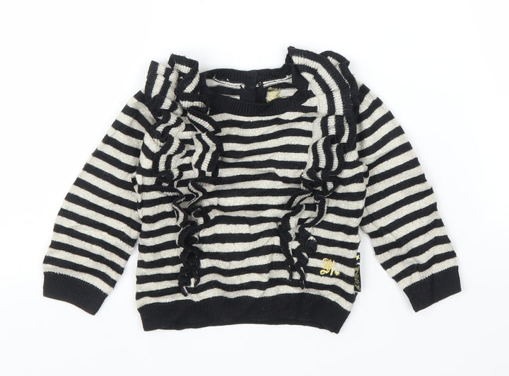 Baby K Girls Black Striped Cardigan Jumper Size 6-9 Months