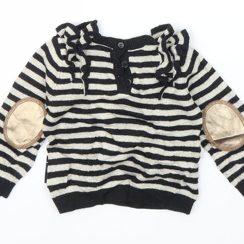 Baby K Girls Black Striped  Cardigan Jumper Size 6-9 Months