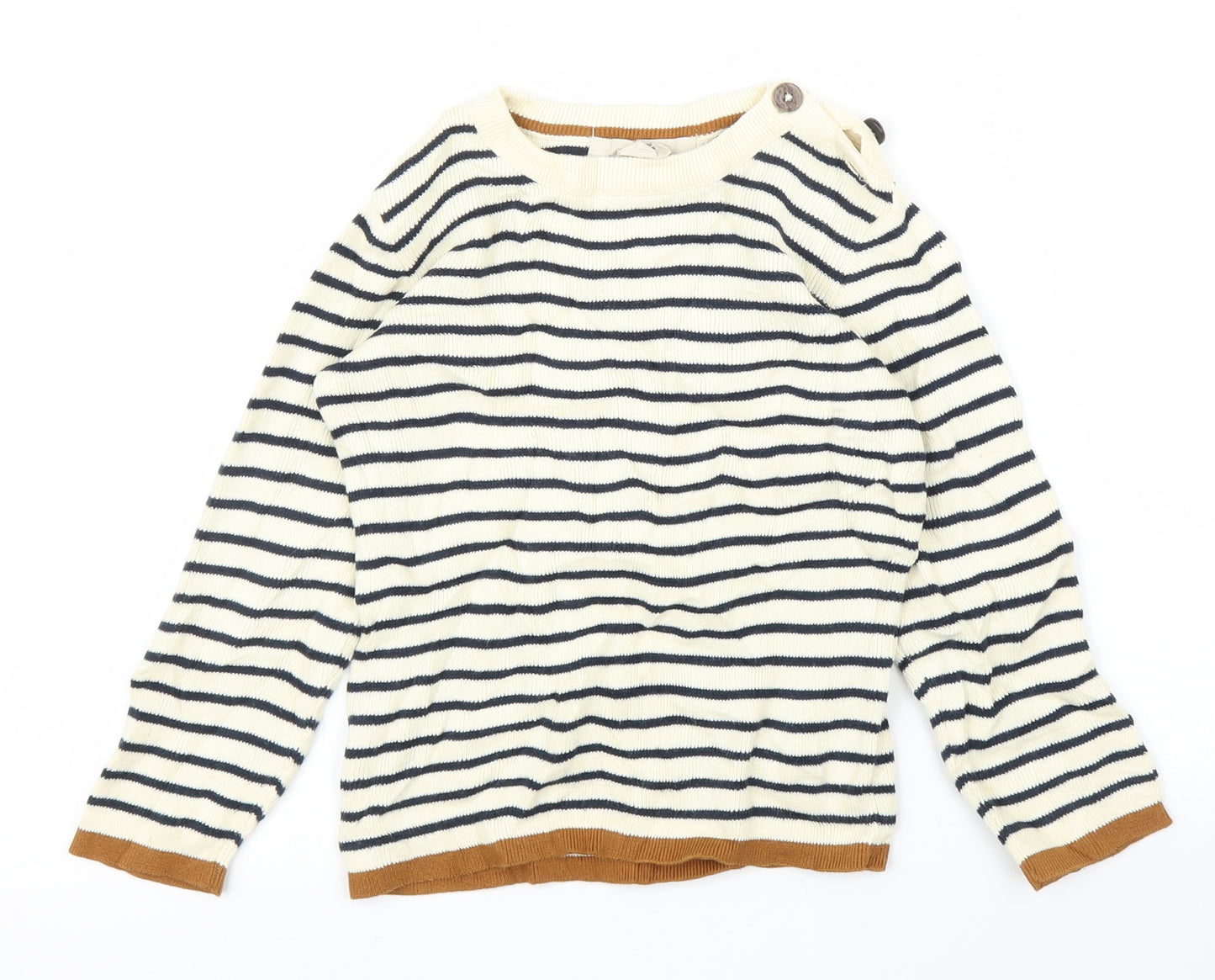 H&M Boys Beige Striped  Pullover Jumper Size 5 Years