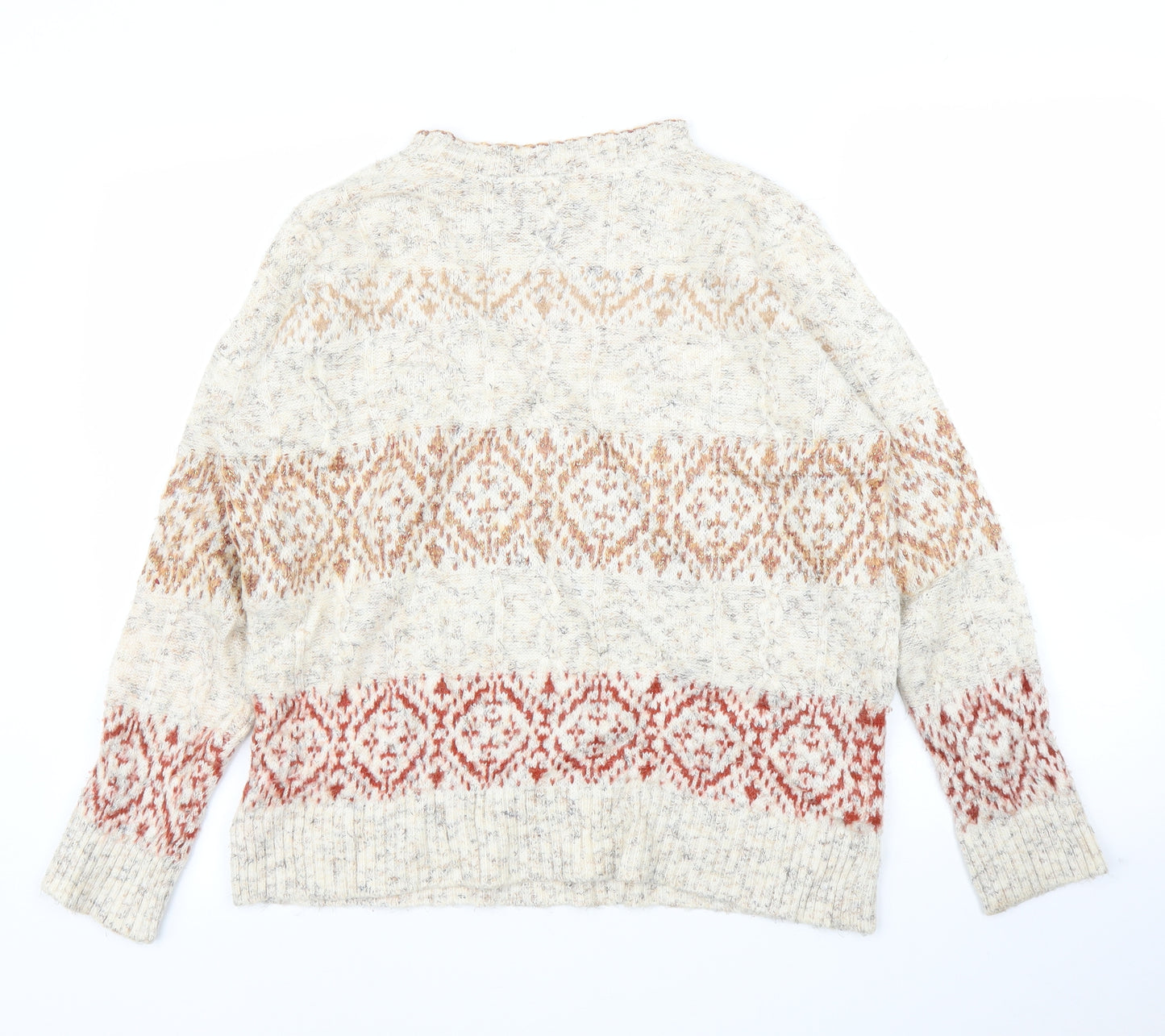 Mango Womens Beige Argyle/Diamond  Pullover Jumper Size S