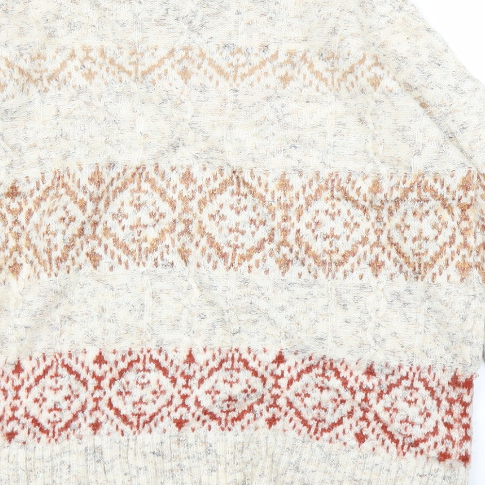 Mango Womens Beige Argyle/Diamond  Pullover Jumper Size S