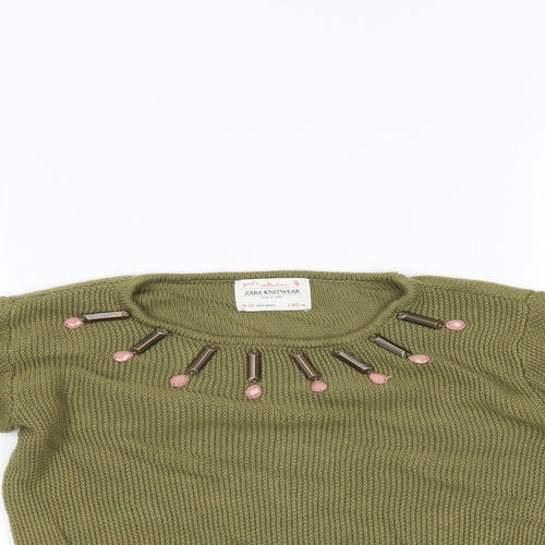 Zara Girls Green   Pullover Jumper Size 9-10 Years