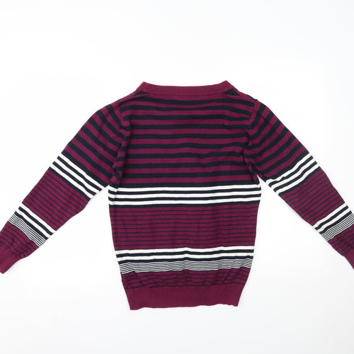 EWM Womens Purple Striped  Pullover Jumper Size M