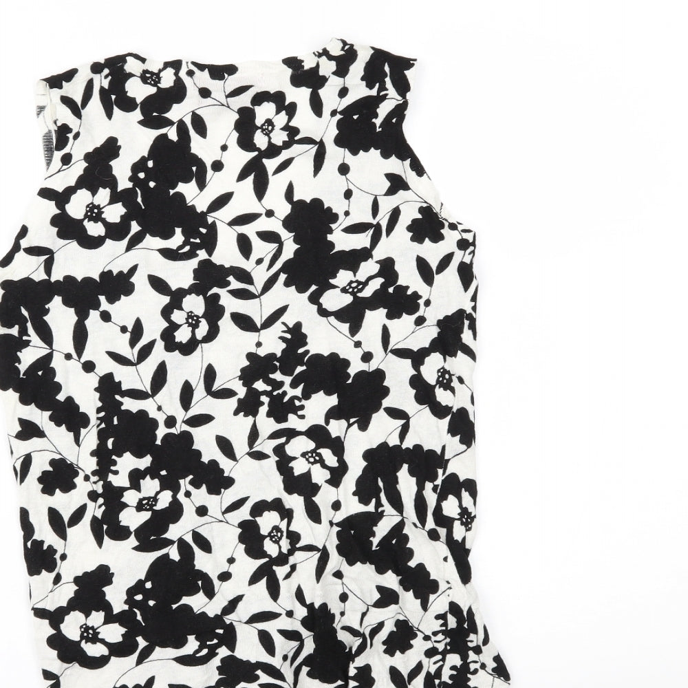 Monsoon Womens White Floral  Basic Tank Size 12