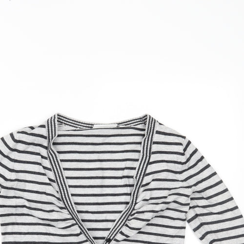 New Look Womens Grey Striped  Cardigan Jumper Size 10