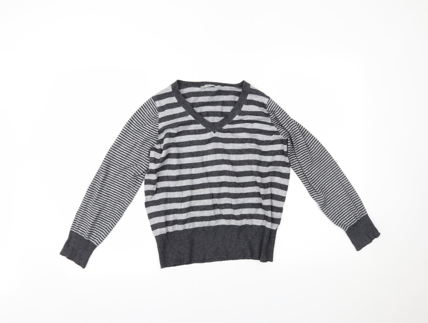 Marks and Spencer Womens Grey Striped  Pullover Jumper Size 14