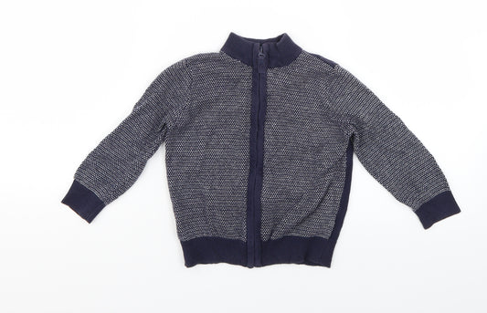 Front view of Mothercare Baby Blue Geometric Jacket, size 24, Months