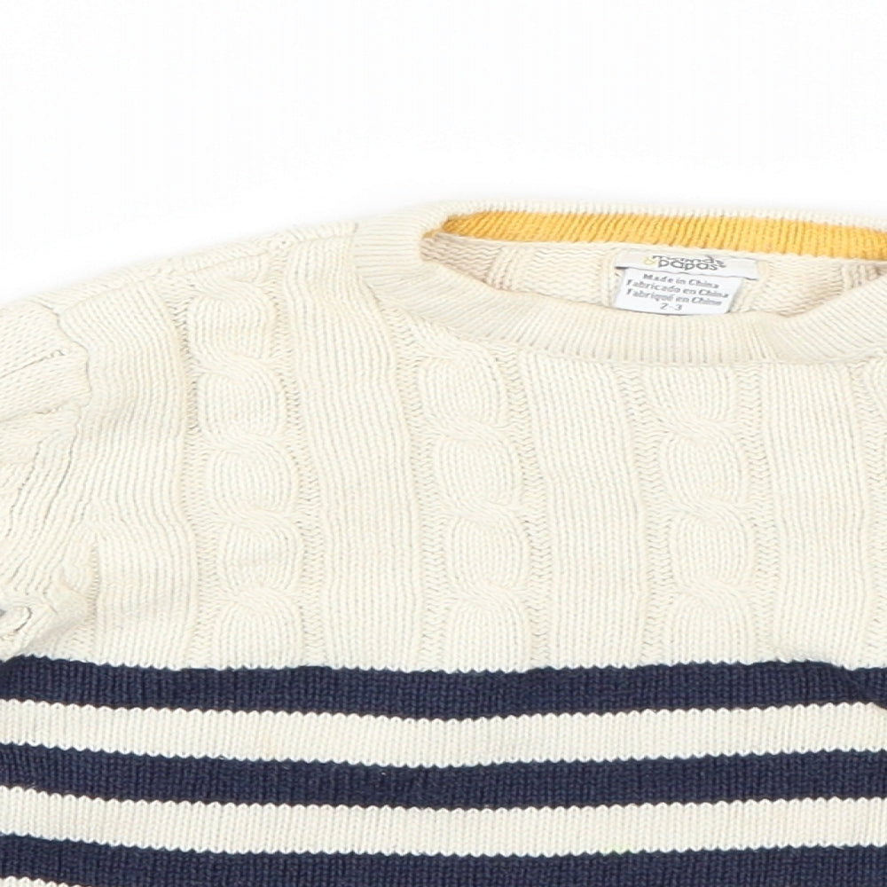 mamas & papas Girls Multicoloured Striped Knit Pullover Jumper Size 2-3 Years