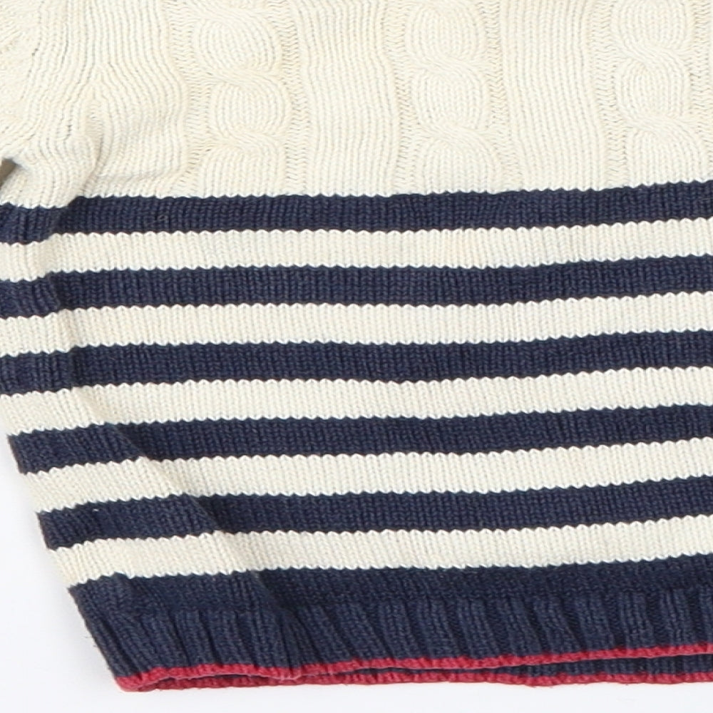 mamas & papas Girls Multicoloured Striped Knit Pullover Jumper Size 2-3 Years