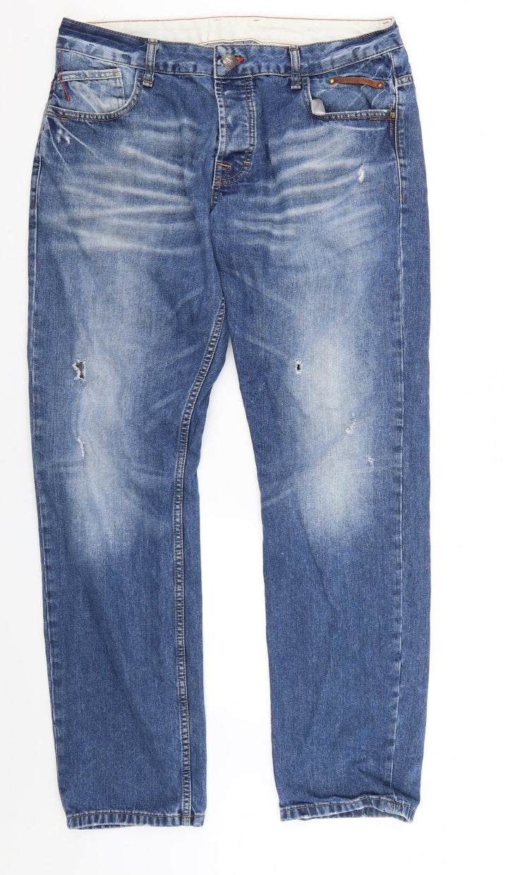 Zara Mens Blue Straight Jeans L33 in