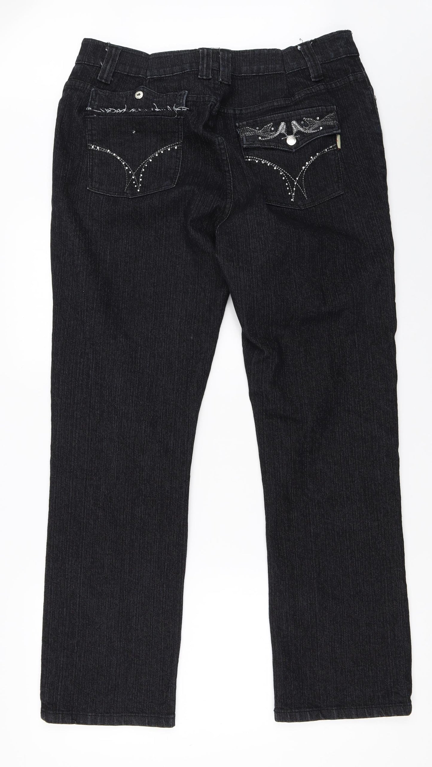 Retro Blues Womens Black  Denim Straight Jeans Size 44 L29.5 in