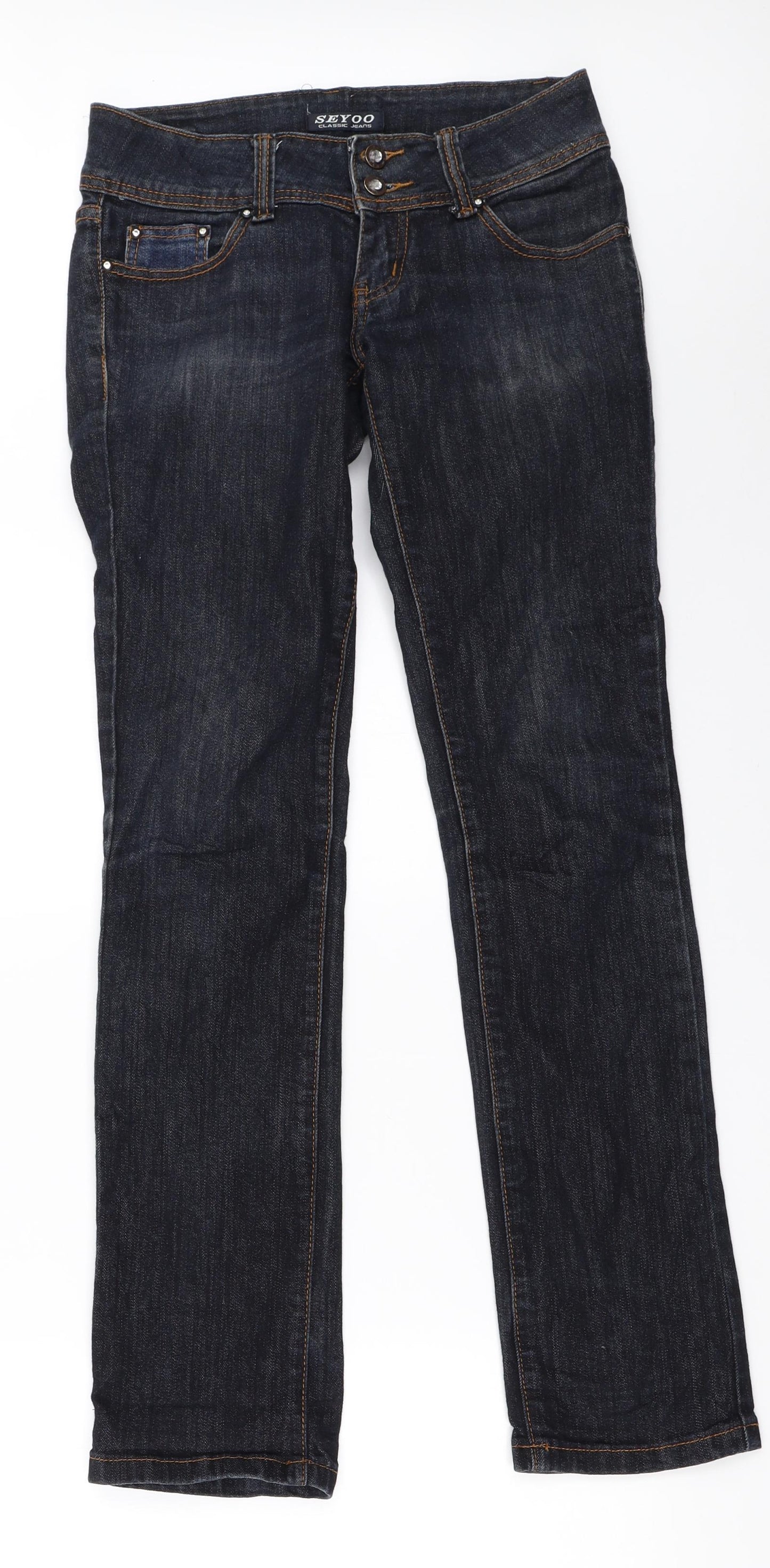 Seyoo Womens Blue  Denim Straight Jeans Size 36 L31.5 in