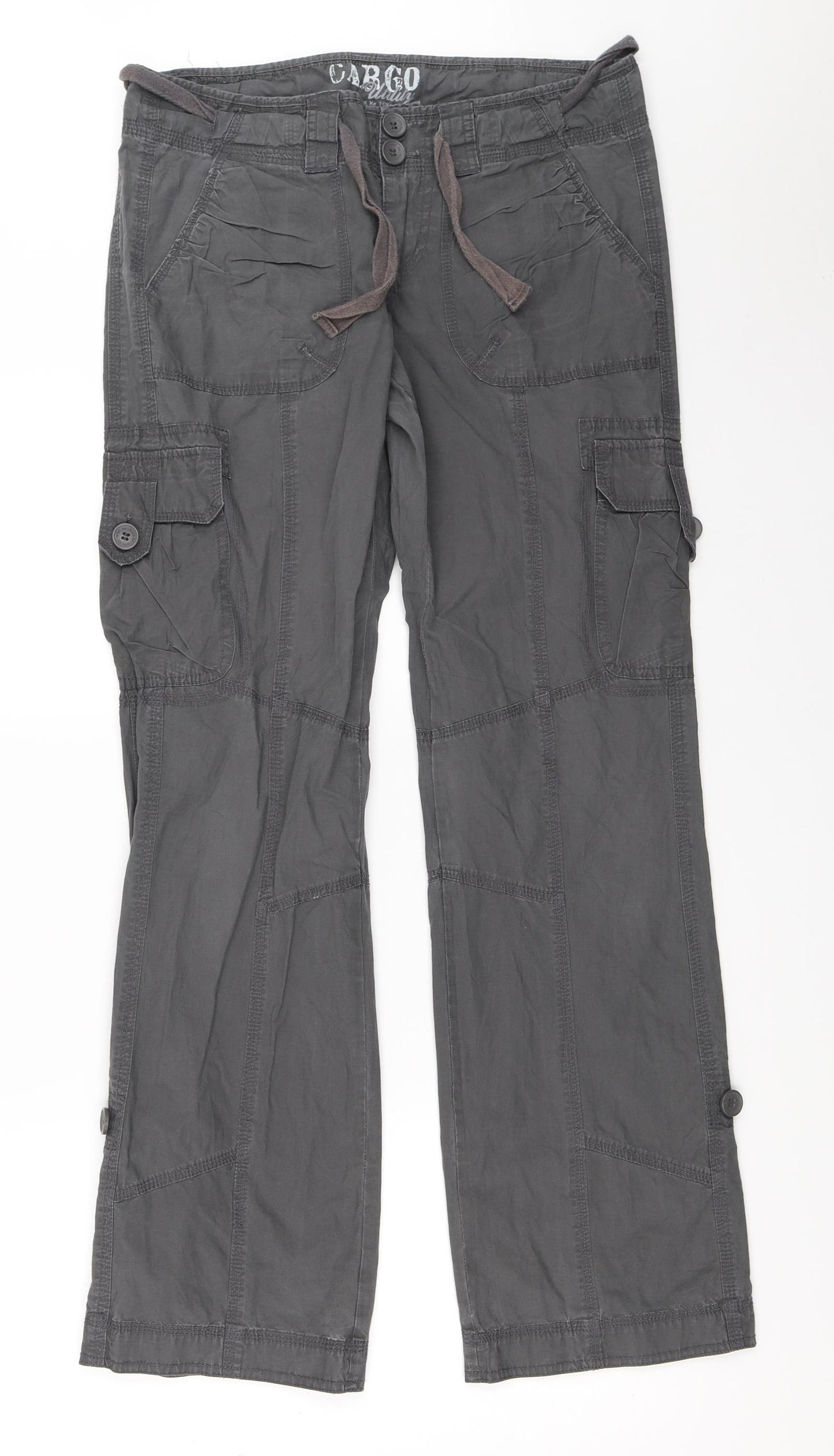 New Look Womens Grey   Cargo Trousers Size 10 L31 in