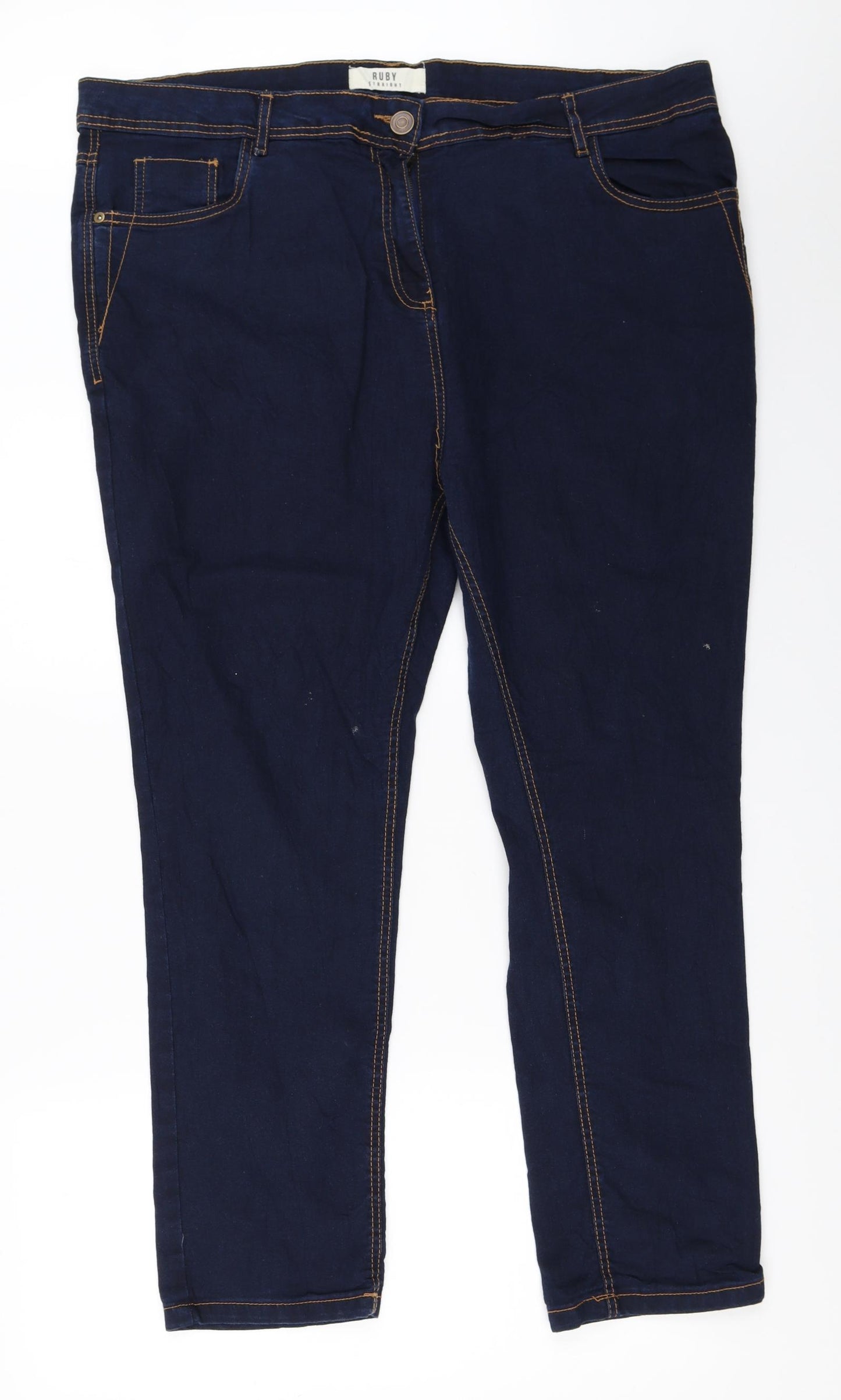 Yours Womens Blue  Denim Straight Jeans Size 22 L26.5 in
