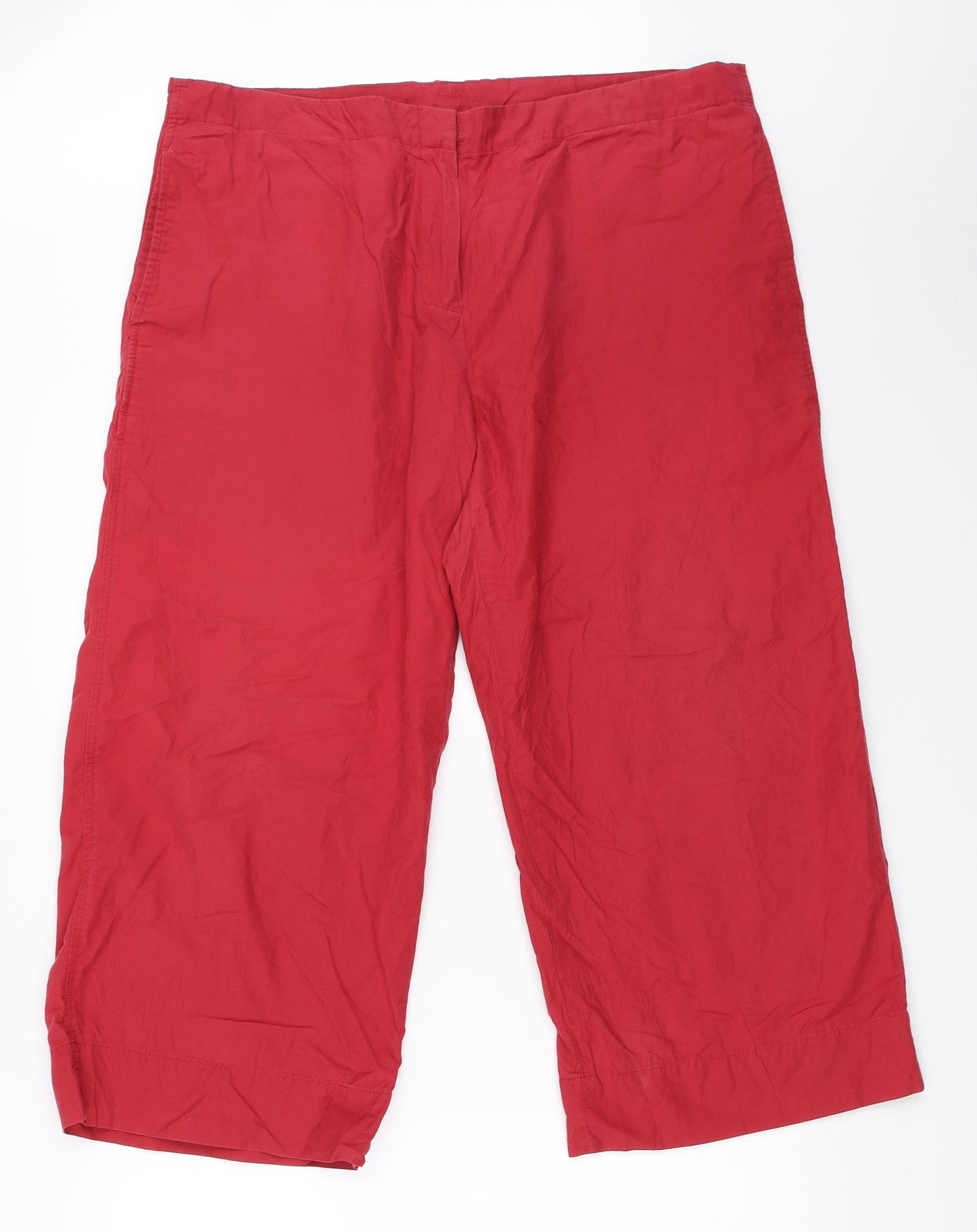 HEMA Womens Red   Cropped Trousers Size 44 L23 in