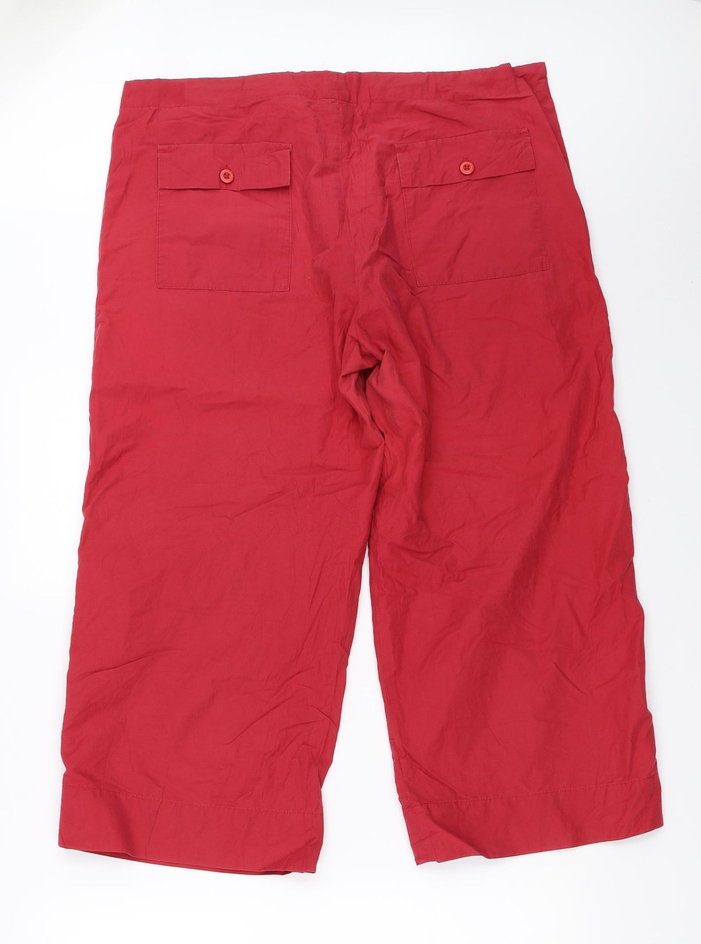 HEMA Womens Red   Cropped Trousers Size 44 L23 in