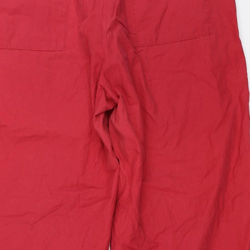 HEMA Womens Red   Cropped Trousers Size 44 L23 in