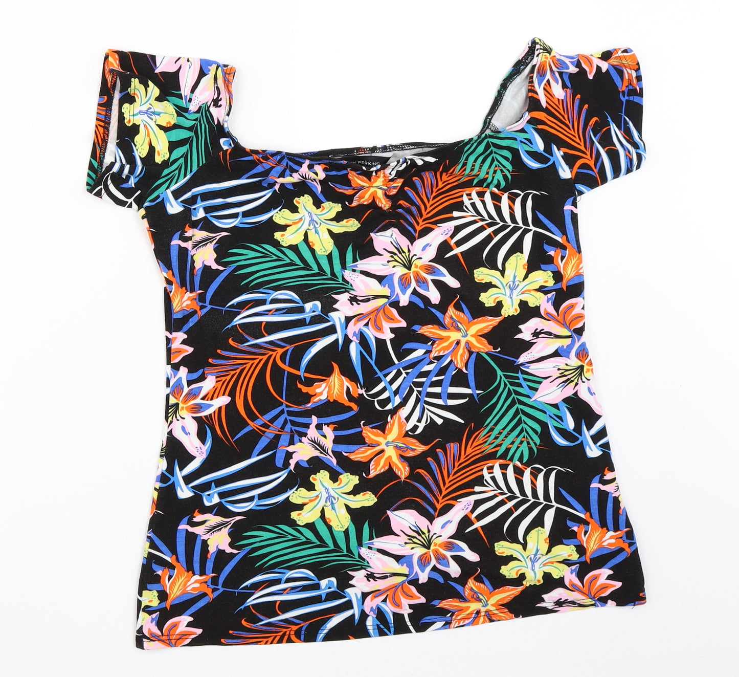 Dorothy Perkins Womens Black Floral  Basic T-Shirt Size 12