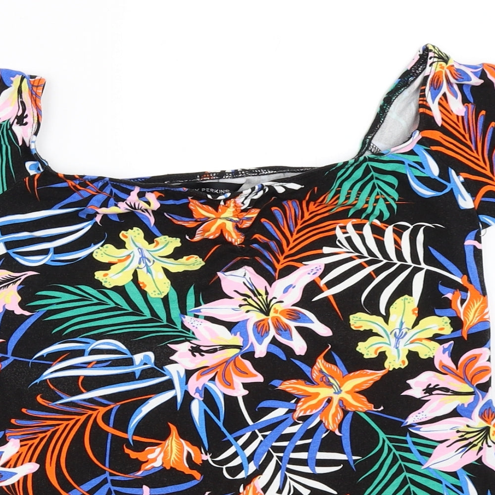 Dorothy Perkins Womens Black Floral  Basic T-Shirt Size 12