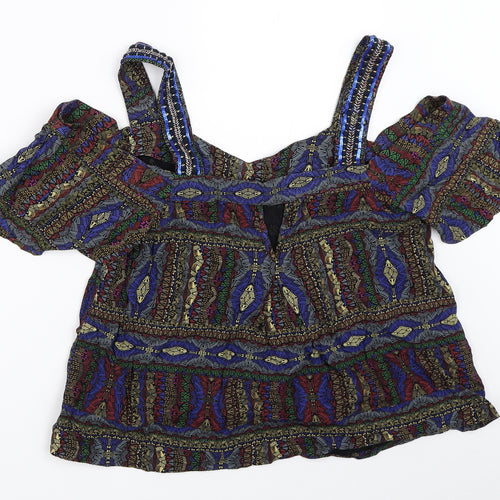NEXT Womens Black Geometric  Basic Blouse Size 12
