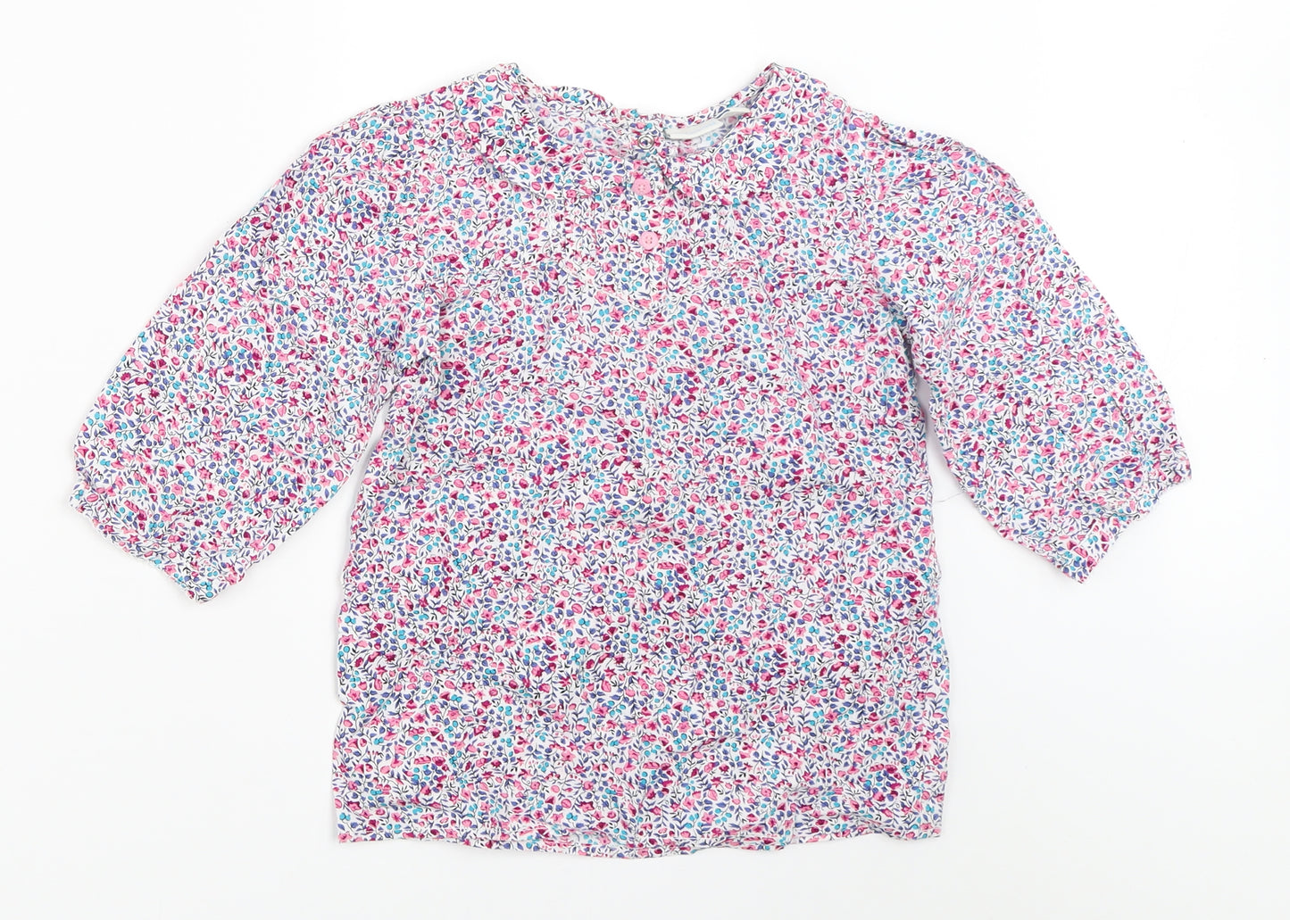 JoJo Maman Bébé Girls Pink Floral  Basic Blouse Size 5-6 Years