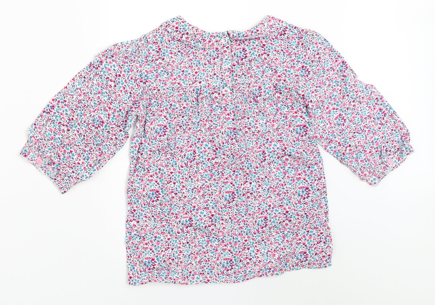 JoJo Maman Bébé Girls Pink Floral  Basic Blouse Size 5-6 Years
