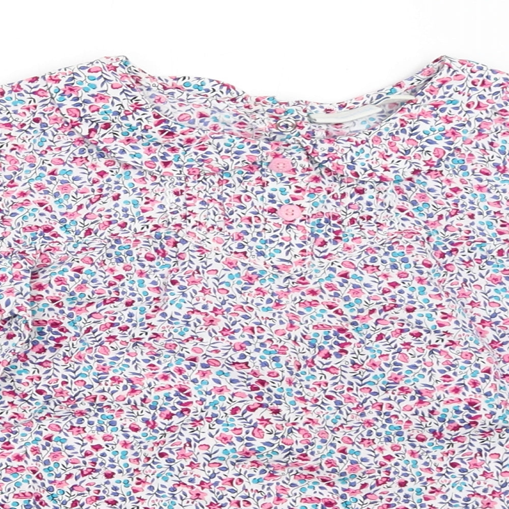 JoJo Maman Bébé Girls Pink Floral  Basic Blouse Size 5-6 Years