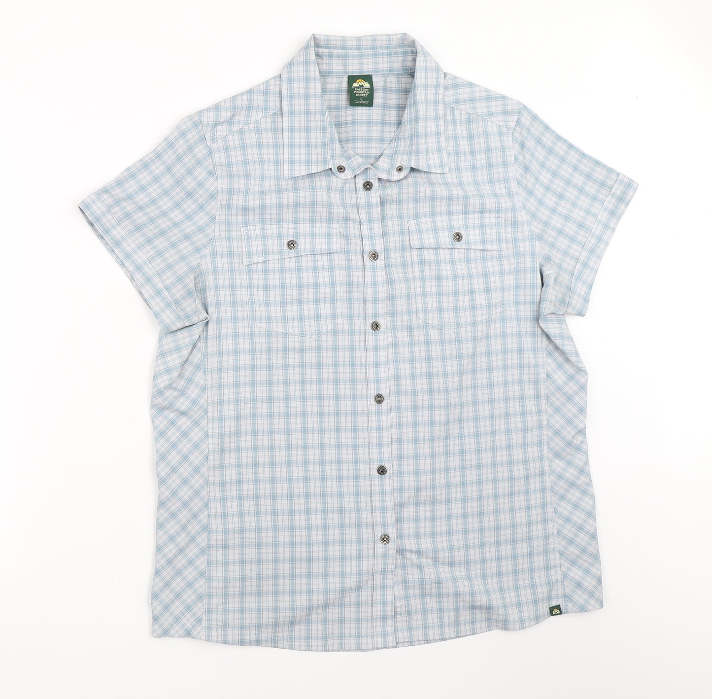 EASTERN MOUNTAIN SPORTS Mens Blue Check   Button-Up Size L