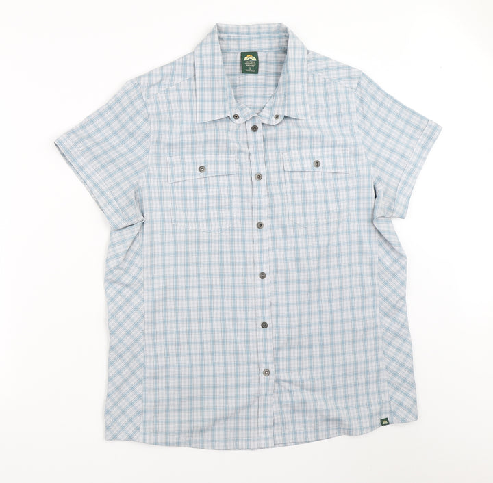 EASTERN MOUNTAIN SPORTS Mens Blue Check   Button-Up Size L