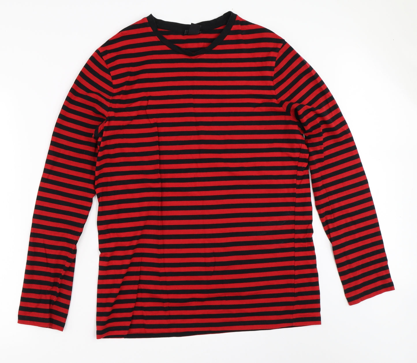 H&M Mens Red Striped   T-Shirt Size M