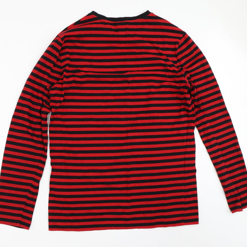 H&M Mens Red Striped   T-Shirt Size M