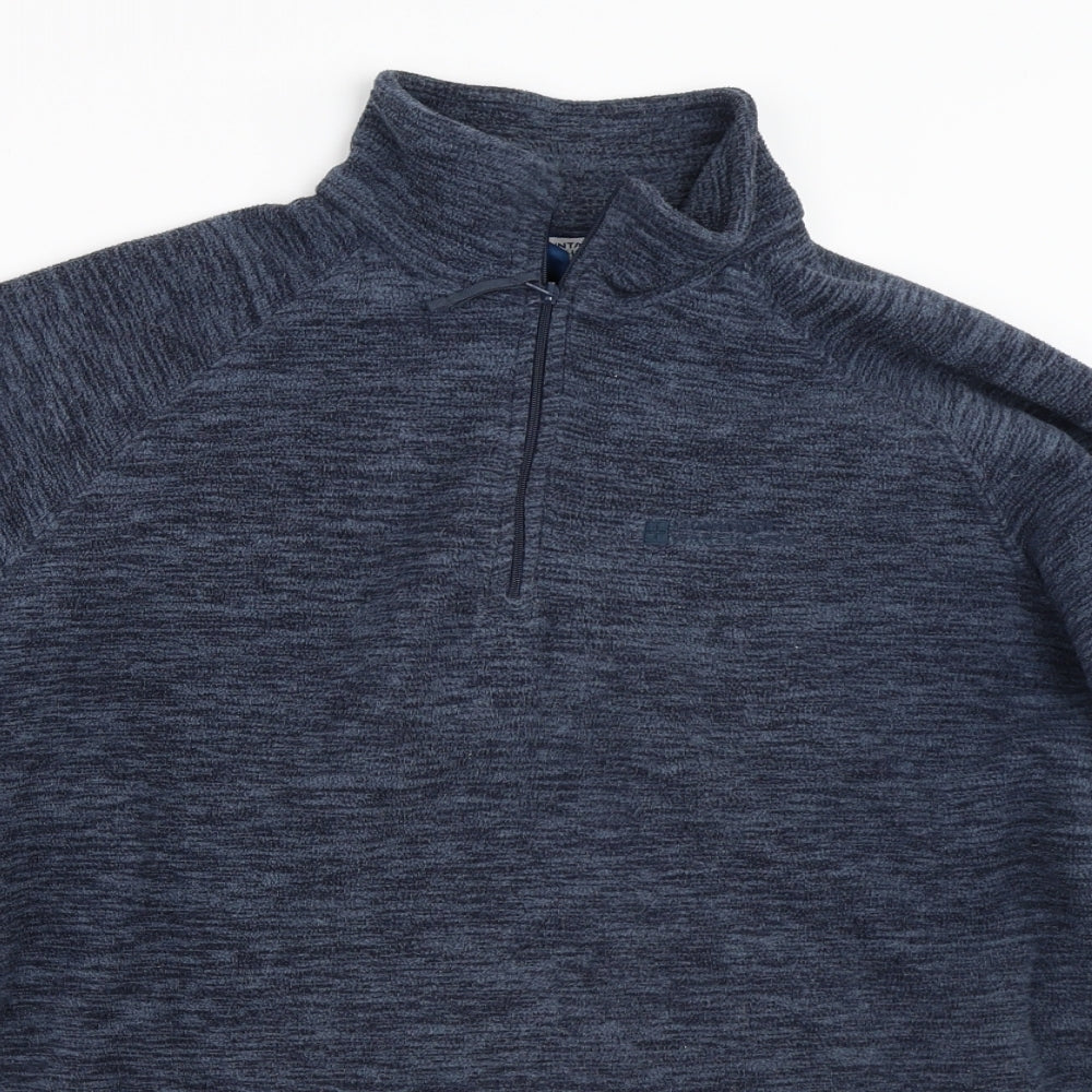 Mountain Warehouse Mens Blue  Fleece Henley Sweatshirt Size L