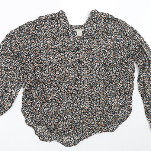 H&M Womens Black Floral  Basic Blouse Size 36