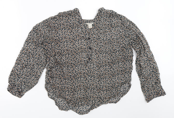 H&M Womens Black Floral  Basic Blouse Size 36