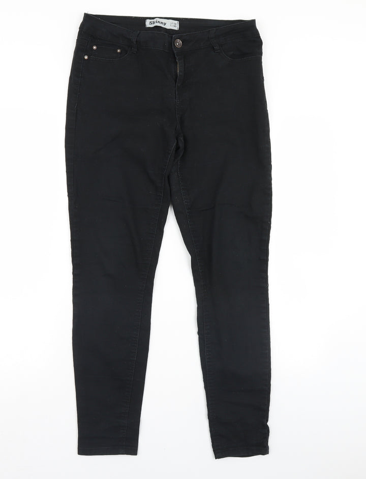 Preworn Womens Black  Denim Skinny Jeans Size 12 L30 in